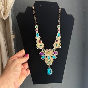 Gold and Blue Statement Necklace